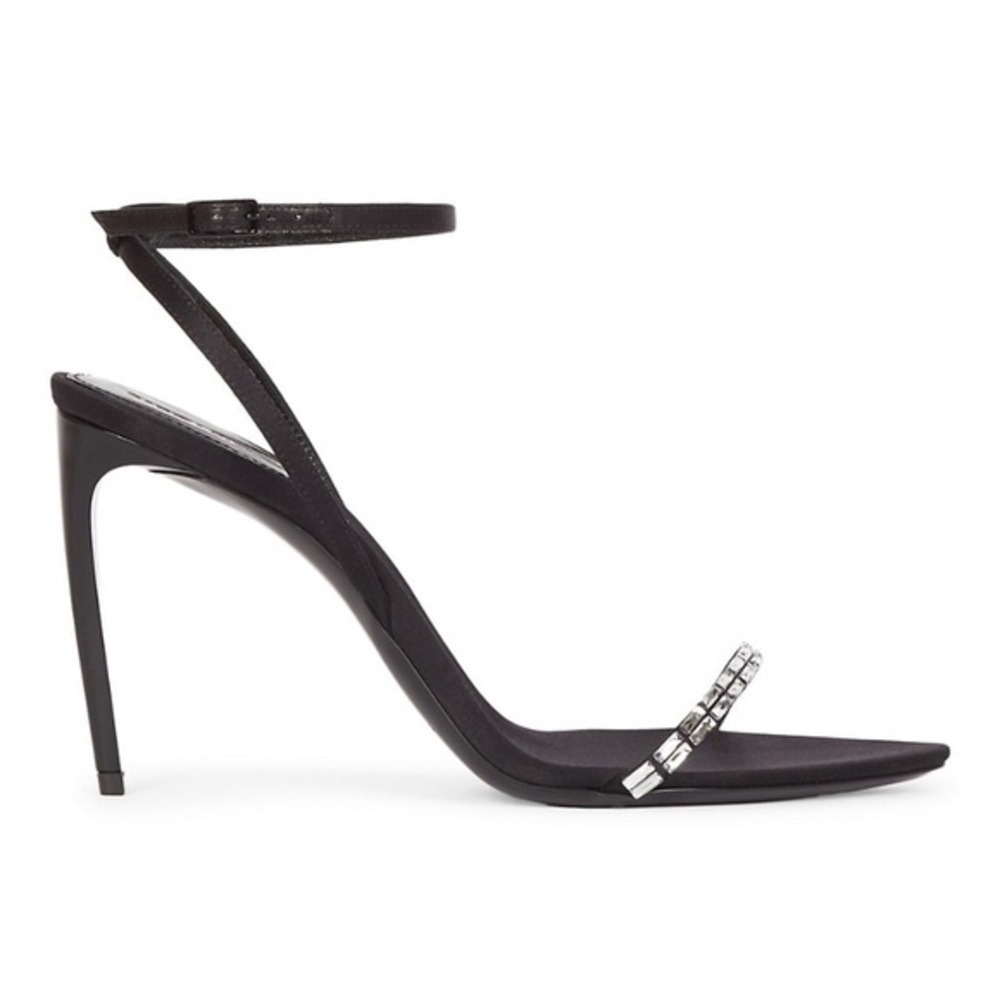 Saint Laurent Gloria sandals in crepe satin with Rhinestones size‎ 37EU - Picture 2 of 14